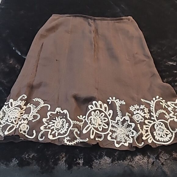 Lafayette 148 Brown Embroidered Skirt - Picture 4 of 8
